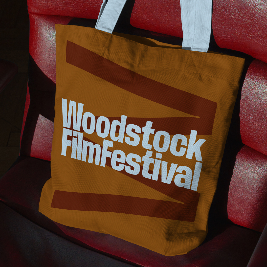 The new Woodstock Film Festival logo on a tote bag